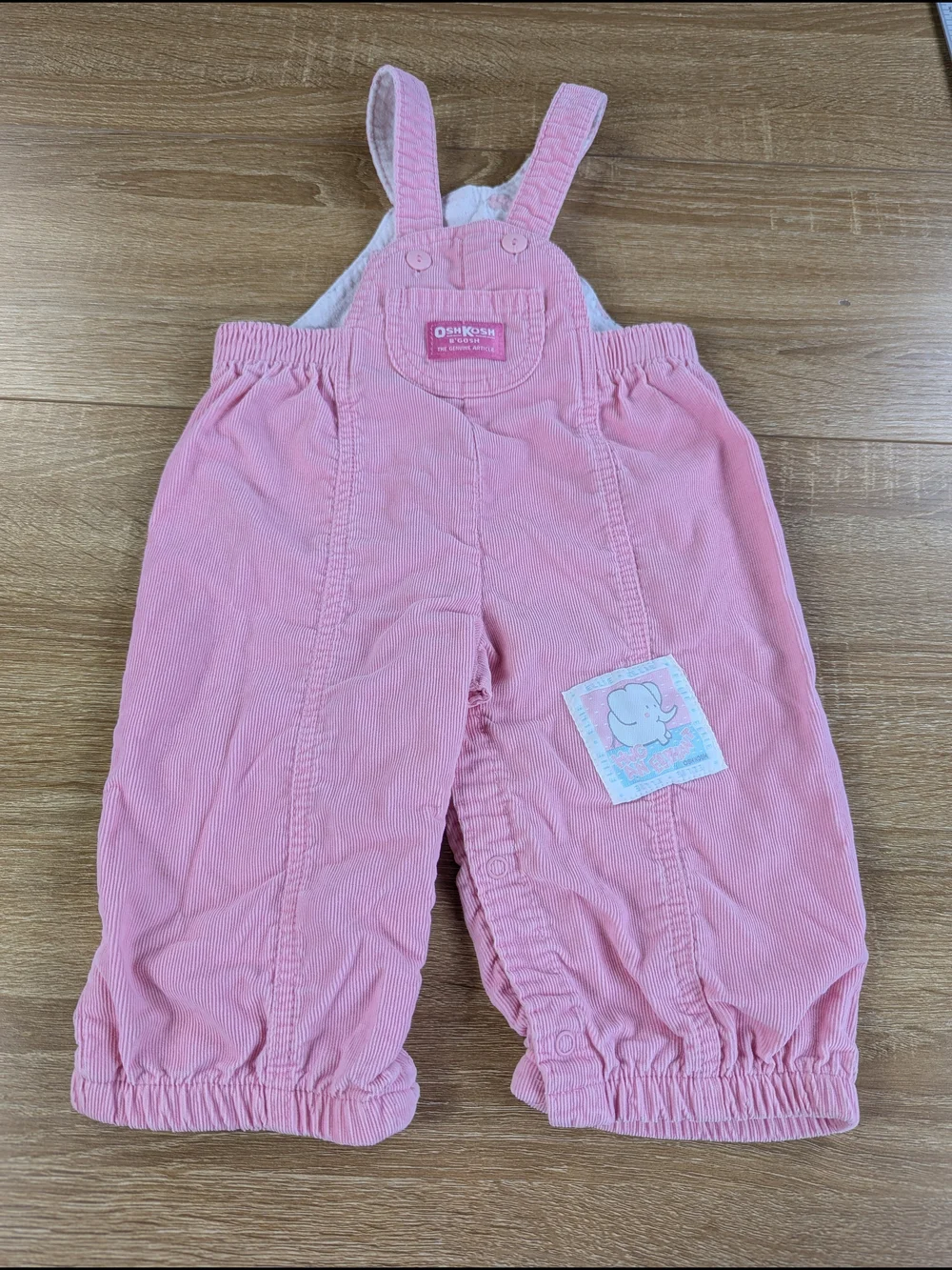 OshKosh Pink Corduroy Elephant Overalls Vestbak Vintage 18 Months